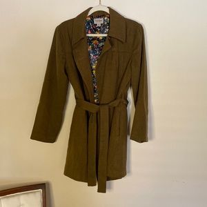 Tucker for Target limited run car coat. Olive and navy tweed, belted, lined. XL